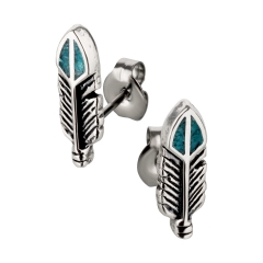 Ohrstecker 925 Silber Feder Türkis